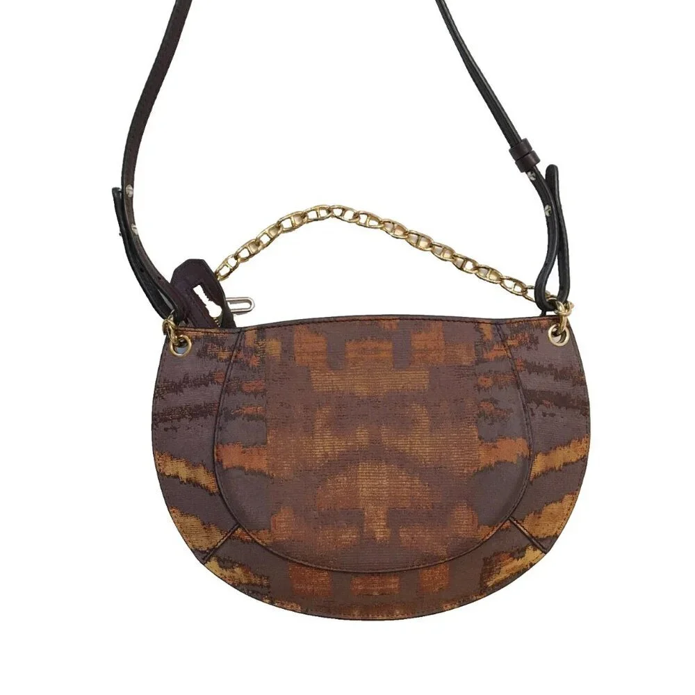Ulla Johnson Mira Crossbody Shoulder Bag Purse Womens Brown Tiger Eye Leather